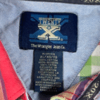 Vintage Wrangler 20X Shirt Adult EXTRA LARGE Red Plaid Chambray Cowboy Y2K