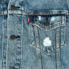 Levis Jean Jacket Adult MEDIUM Blue Cotton Denim Medium Wash Trucker Distressed