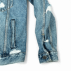 Levis Jean Jacket Adult MEDIUM Blue Cotton Denim Medium Wash Trucker Distressed