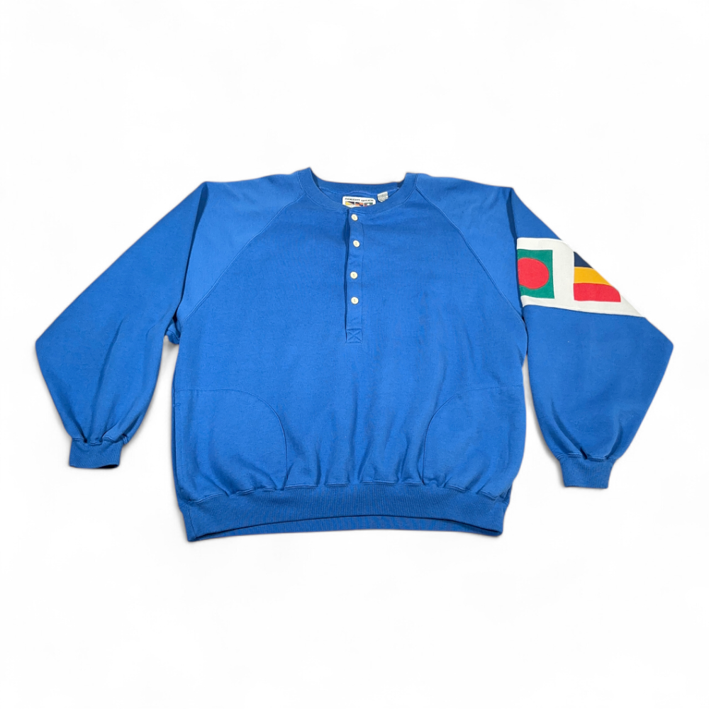 Vintage Robert Bruce Sweater Adult LARGE Blue Sweatshirt Nautical Flags 80s-1 Vintage Robert Bruce Sweater Adult LARGE Blue Sweatshirt Nautical Flags 80s