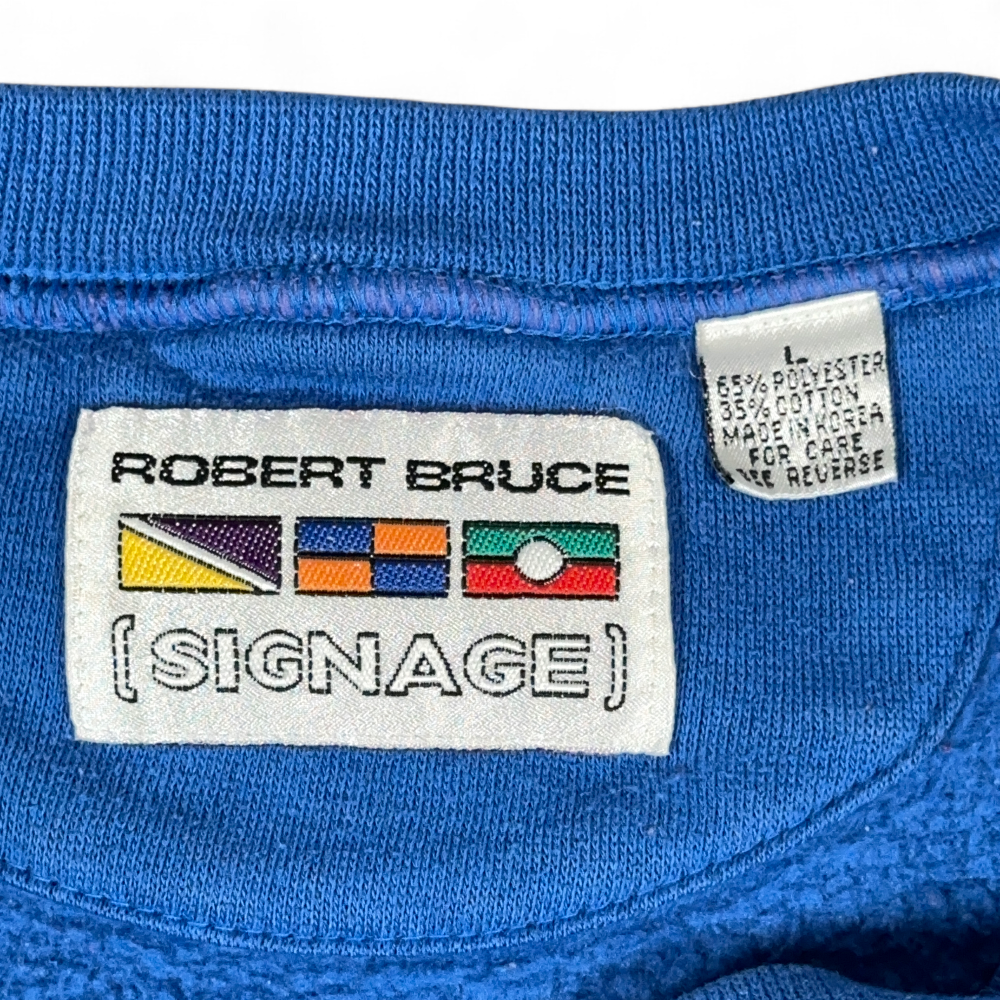 Vintage Robert Bruce Sweater Adult LARGE Blue Sweatshirt Nautical Flags 80s-4 Vintage Robert Bruce Sweater Adult LARGE Blue Sweatshirt Nautical Flags 80s