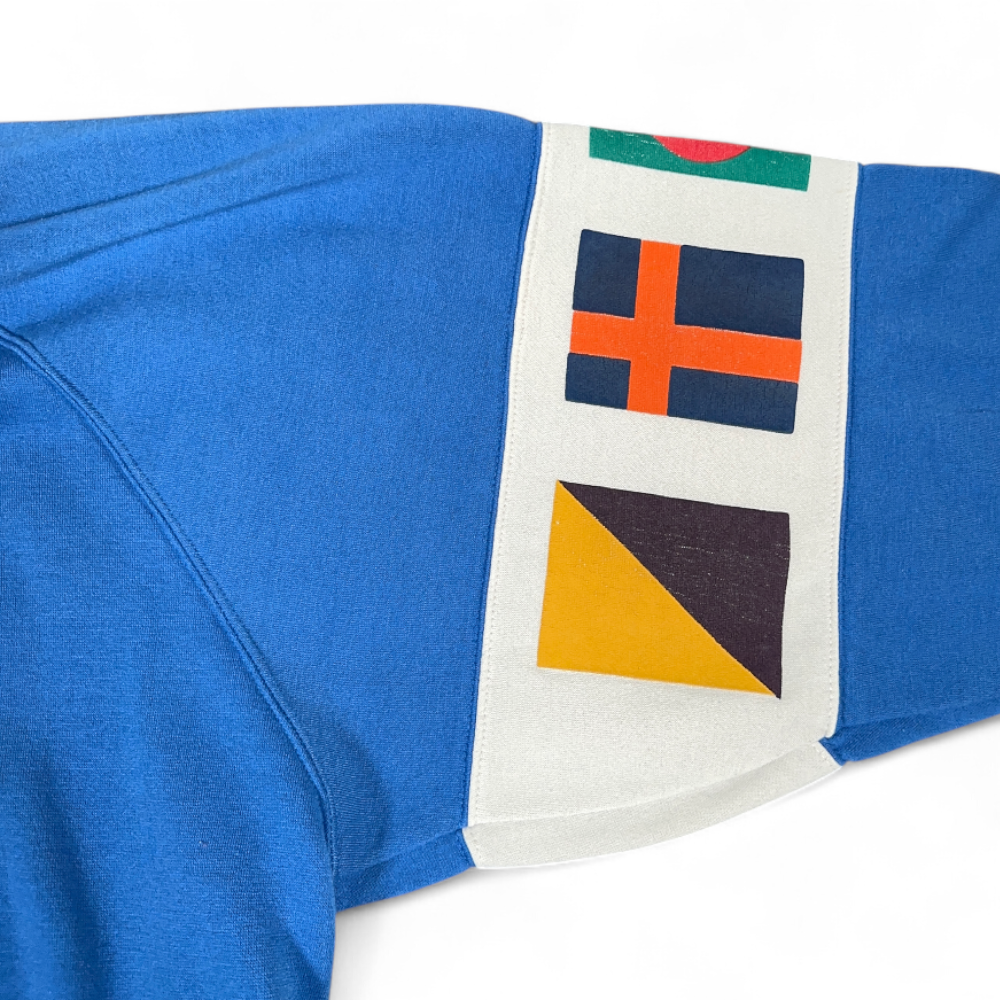 Vintage Robert Bruce Sweater Adult LARGE Blue Sweatshirt Nautical Flags 80s-5 Vintage Robert Bruce Sweater Adult LARGE Blue Sweatshirt Nautical Flags 80s