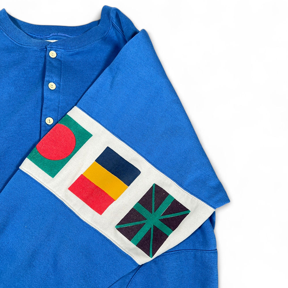 Vintage Robert Bruce Sweater Adult LARGE Blue Sweatshirt Nautical Flags 80s-6 Vintage Robert Bruce Sweater Adult LARGE Blue Sweatshirt Nautical Flags 80s