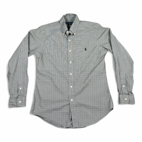 Ralph Lauren Shirt Adult MEDIUM Black White Checkered Gingham Pony Logo Preppy