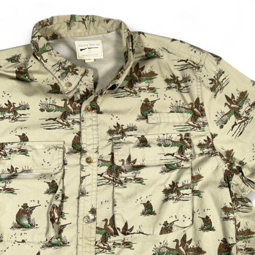 Field Stream Shirt Adult LARGE Brown Duck Hunter Vented Outdoor Fishing Hunting