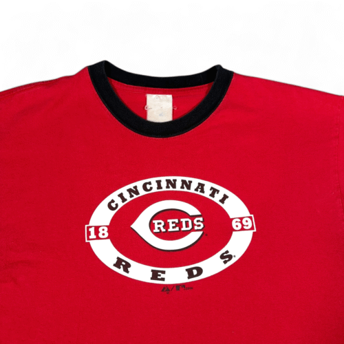 Vintage Cincinnati Reds Shirt Adult LARGE Red Majestic MLB Baseball Ringer Y2K