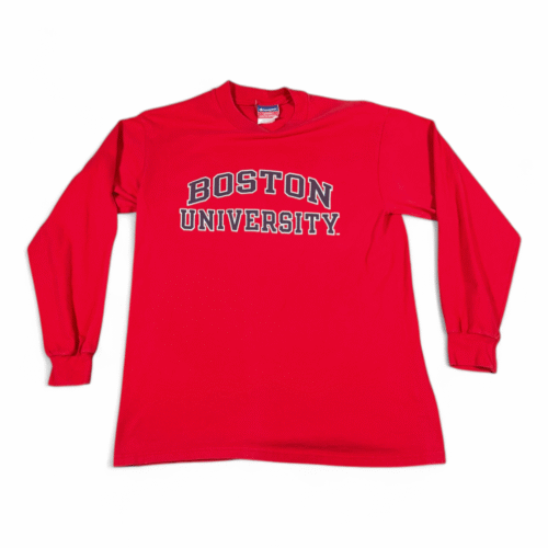 Vintage Boston University Shirt Adult MEDIUM Red Champion Spell Out NCAA 90s Y2K
