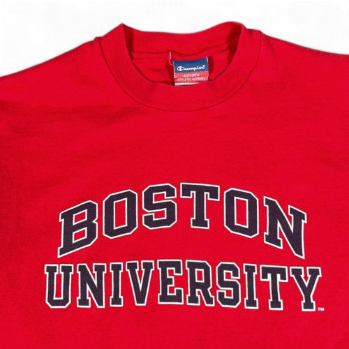 Vintage Boston University Shirt Adult MEDIUM Red Champion Spell Out NCAA 90s Y2K