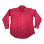 Vintage Sheplers Western Shirt Adult LARGE Red Pearl Snap Cowboy Rodeo 90s