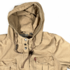 Levis Jacket Womens EXTRA LARGE Brown Hooded Utility Military Field Cotton Khaki