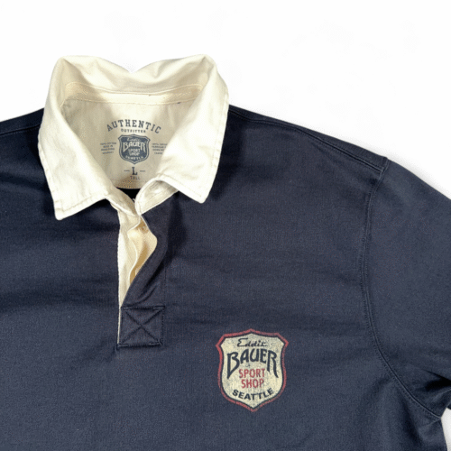 Eddie Bauer Polo Shirt Adult LARGE TALL Blue Rugby Sport Shop Big Logo Preppy