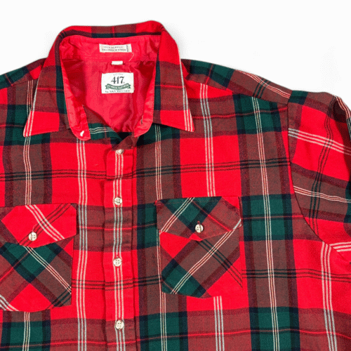 Vintage Van Heusen Shirt Adult EXTRA LARGE Red Plaid Flannel 417 Lumberjack 90s