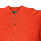 Vintage TT Co Sweater Adult LARGE Orange Henley Textured Knit Thermal Canada 90s