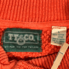 Vintage TT Co Sweater Adult LARGE Orange Henley Textured Knit Thermal Canada 90s