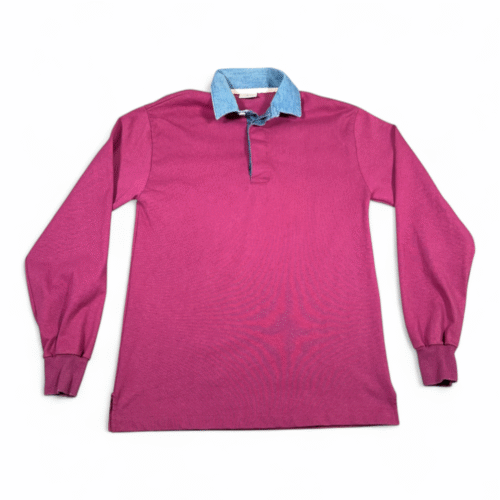Vintage Ash Creek Polo Shirt Adult SMALL Purple Rugby Denim Collar 90s