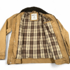 Aeropostale Jacket Adult LARGE Brown Sherpa Lined Trucker Canvas Plaid Lined Y2K