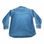 Vintage Carhartt Western Shirt Adult LARGE Blue Denim Pearl Snap Rugged USA 90s