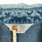 Vintage Carhartt Western Shirt Adult LARGE Blue Denim Pearl Snap Rugged USA 90s