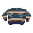 Vintage Trend Basics Sweater Adult 2XL XXL Blue Geometric Striped Aztec Knit 90s