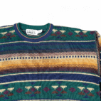 Vintage Trend Basics Sweater Adult 2XL XXL Blue Geometric Striped Aztec Knit 90s