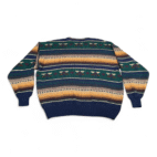 Vintage Trend Basics Sweater Adult 2XL XXL Blue Geometric Striped Aztec Knit 90s