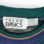 Vintage Trend Basics Sweater Adult 2XL XXL Blue Geometric Striped Aztec Knit 90s