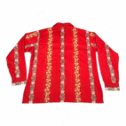 Vintage Disco Shirt Adult EXTRA LARGE Red EGO Bond Street Floral Striped 70s