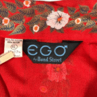 Vintage Disco Shirt Adult EXTRA LARGE Red EGO Bond Street Floral Striped 70s