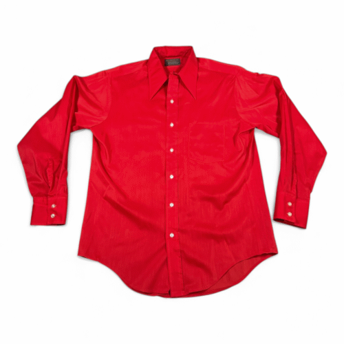 Vintage JC Penney Towncraft Shirt Adult MEDIUM Red Disco Collar Penn Prest 70s