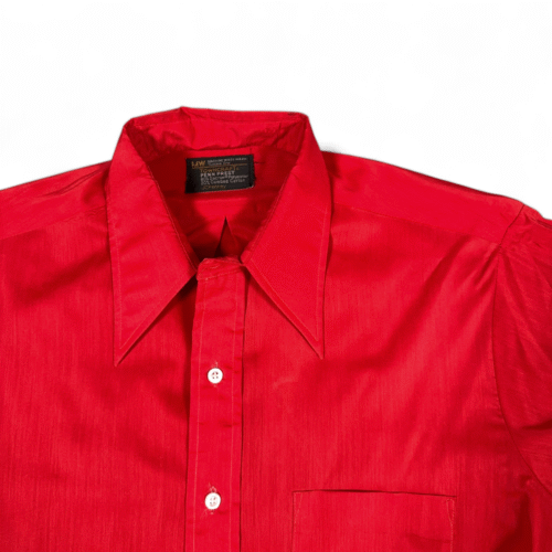Vintage JC Penney Towncraft Shirt Adult MEDIUM Red Disco Collar Penn Prest 70s