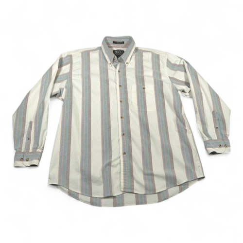 Vintage Manhattan Shirt Adult EXTRA LARGE White Striped Flannel 1857 USA 90s