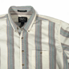 Vintage Manhattan Shirt Adult EXTRA LARGE White Striped Flannel 1857 USA 90s