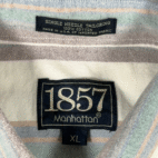 Vintage Manhattan Shirt Adult EXTRA LARGE White Striped Flannel 1857 USA 90s