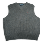 Vintage Polo Ralph Lauren Sweater Vest Adult LARGE Gray Cotton Small Pony 90s