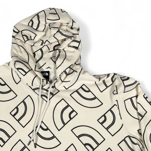 North Face Sweater Adult 2XL White Hoodie All Over Print Logo Pullover Outdoor