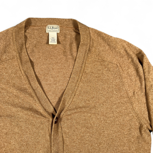 Vintage LL Bean Sweater Adult 2XL Brown Cardigan Lambswool Knit Pockets Y2K