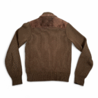 Vintage Giorgio Fellini Jacket Adult SMALL Brown Suede Knit Bomber Leather 80s