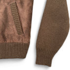 Vintage Giorgio Fellini Jacket Adult SMALL Brown Suede Knit Bomber Leather 80s