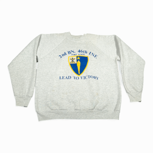 Vintage Fort Knox Sweater Adult LARGE Gray US Army Sweatshirt Lead Victory 90s
