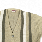 Vintage McGregor Sweater Adult MEDIUM Brown Cardigan Striped Orlon Knit USA 60s