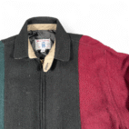 Vintage Manhattan Jacket Adult EXTRA LARGE Black Colorblock Wool Bomber USA 90s