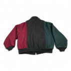 Vintage Manhattan Jacket Adult EXTRA LARGE Black Colorblock Wool Bomber USA 90s