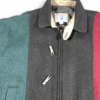Vintage Manhattan Jacket Adult EXTRA LARGE Black Colorblock Wool Bomber USA 90s