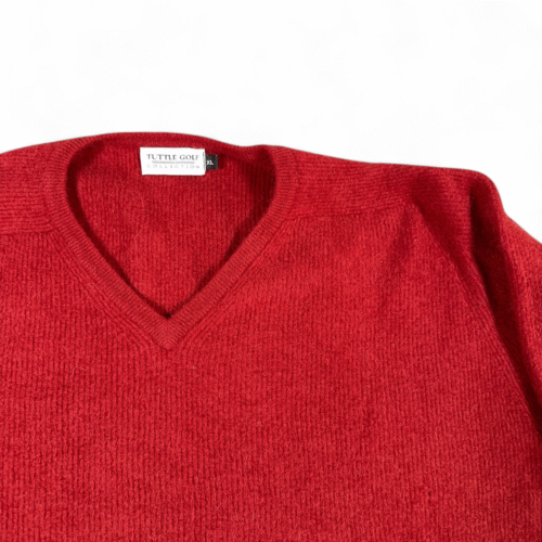 Vintage Tuttle Golf Sweater Adult LARGE Red Angora Wool Blend Preppy Sports 90s