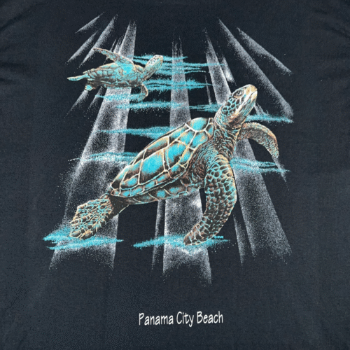 Vintage Sea Turtle Shirt Adult EXTRA LARGE Black Panama City Beach Florida Y2K