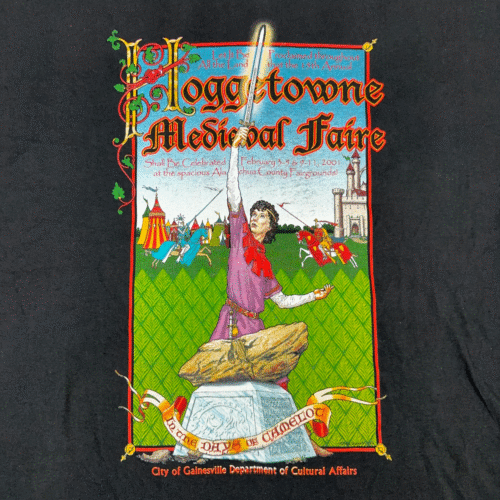 Vintage Hoggetowne Medieval Faire Shirt Adult EXTRA LARGE Black Renaissance Y2K