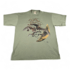 Vintage Bat Shirt Adult EXTRA LARGE Green Lizard Moon Nature USA Made Art Y2K