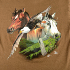Vintage Horses Shirt Adult EXTRA LARGE Brown Eagle Nature Art USA Made Y2K