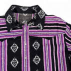 Vintage Western Shirt Adult EXTRA LARGE Black Aztec Southwestern Pearl Snap 90s