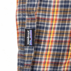 Patagonia Shirt Adult MEDIUM Brown Orange Plaid Flannel Organic Cotton Outdoor